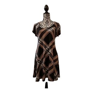 Liz Claiborne Petite  Stylish Plaid Women's Dress - Black and Brown size 10p